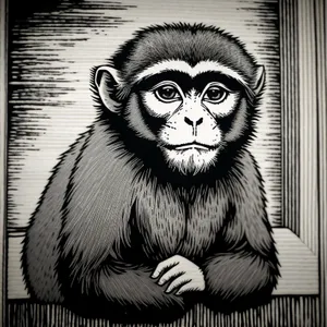 Primate Sculpture: Ancient Gibbon Monkey Statue