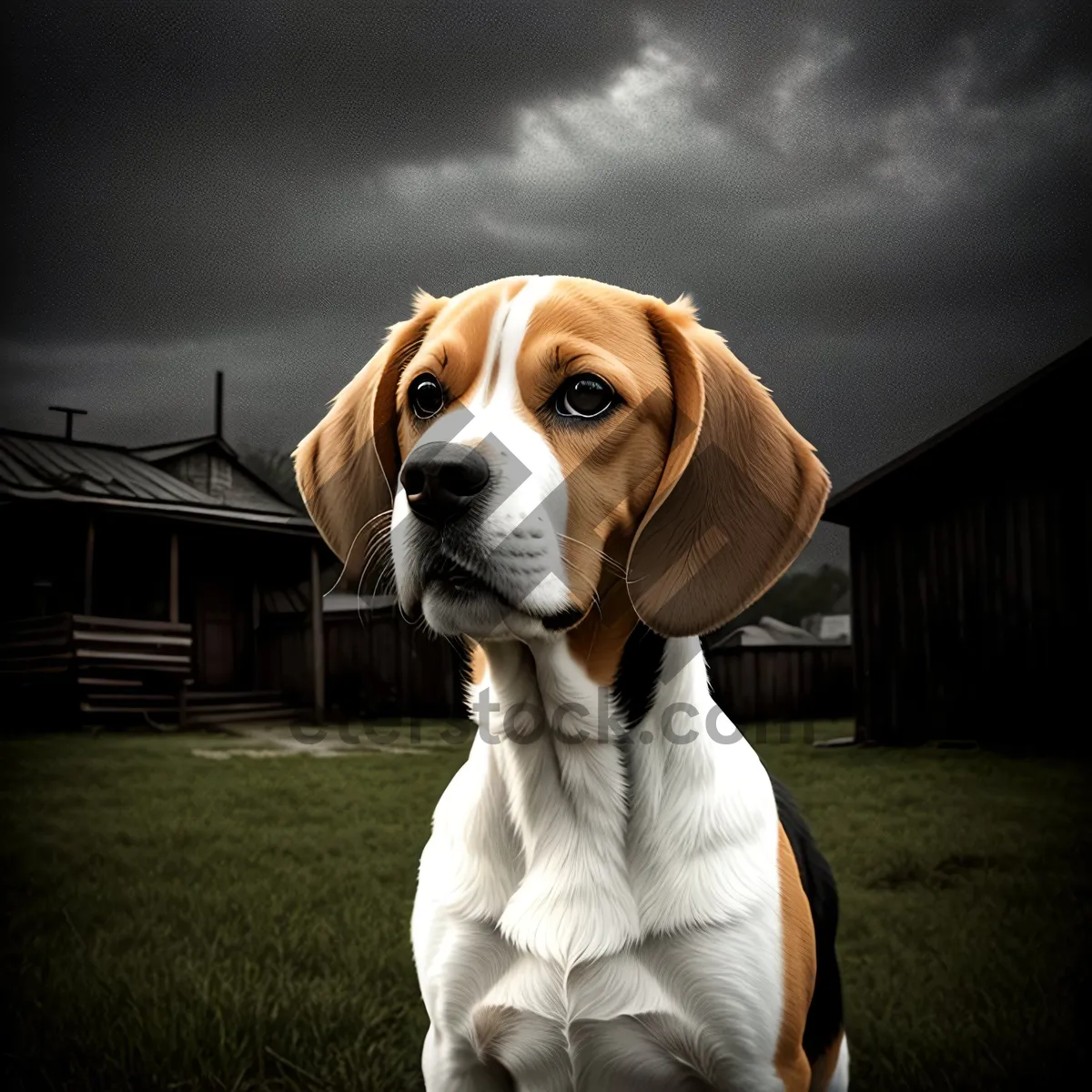 Picture of Adorable Beagle Puppy in Portrait