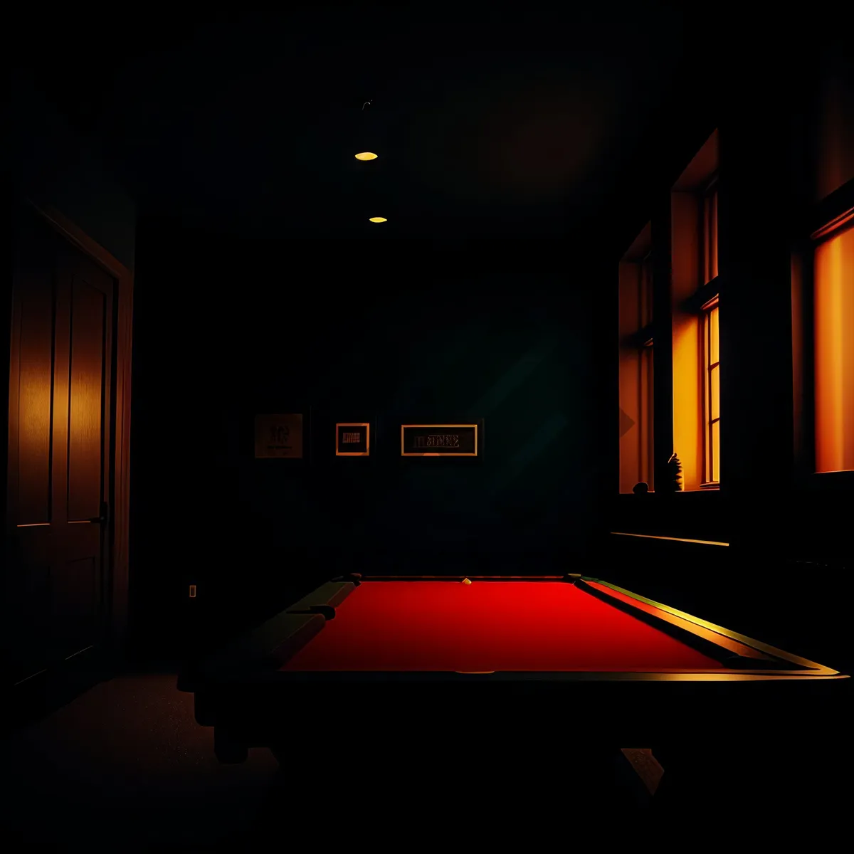 Picture of Modern Pool Table in Well-Lit Interior