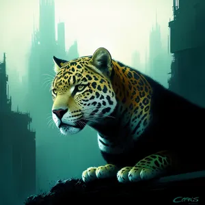 Majestic Striped Jaguar Gazing Intently
