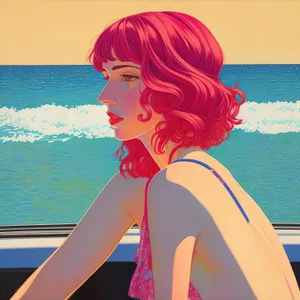 Summer Beach Escape: Model Relaxing by the Sea