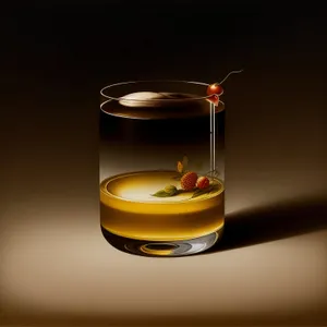 Honey-infused glass cup with candle