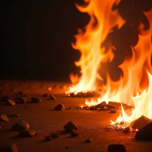 Fiery Glow: A Burning Bonfire Illuminating the Darkness
