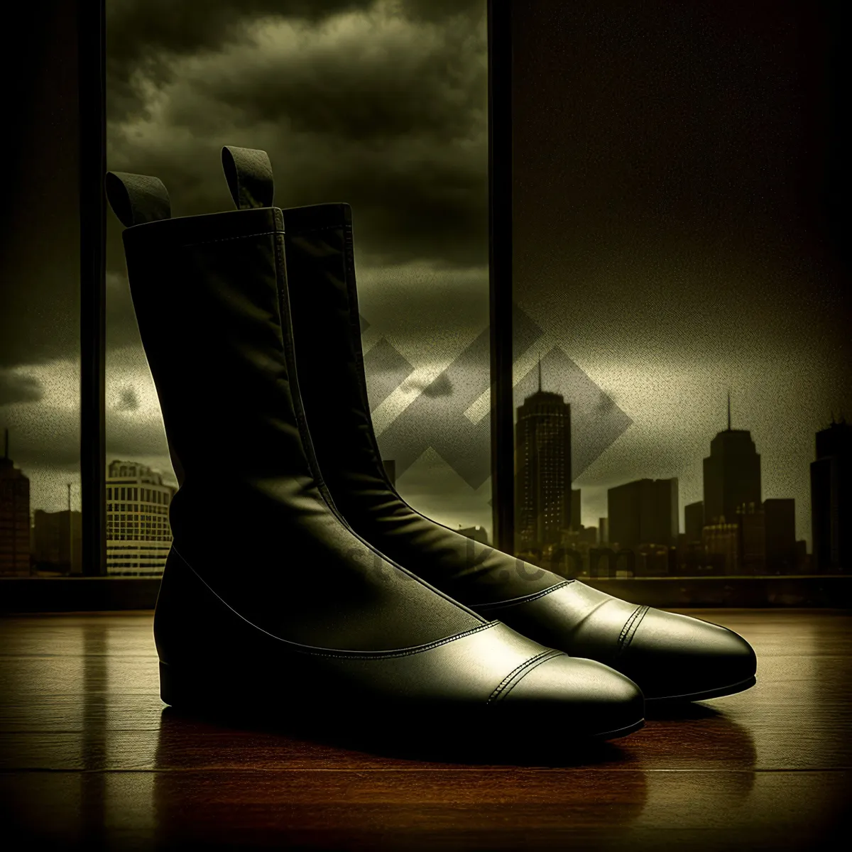 Picture of Black Leather Cowboy Boot: Trendy Western-style Footwear for Adults