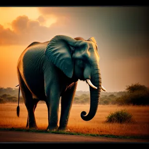 Majestic Tusker Greeting the Sunrise