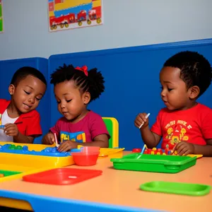 Happy boy learning in classroom with laptop