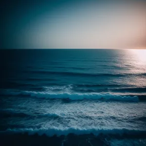 Idyllic Tropical Sunset Beachscape with Calm Waves