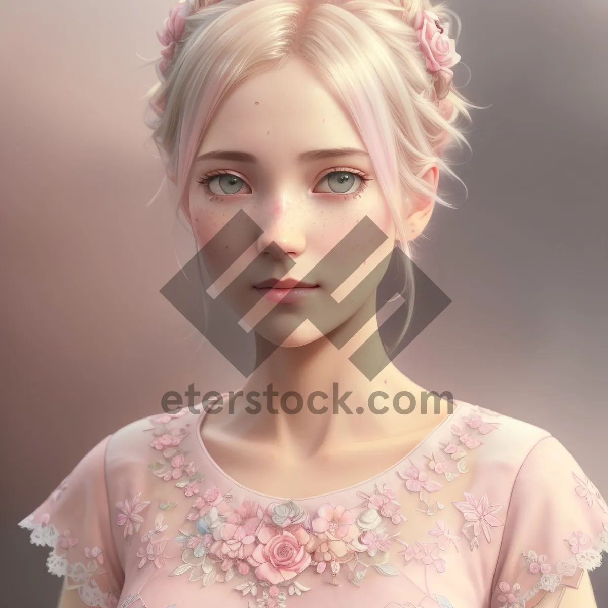 Picture of Blond Beauty with Sensual Makeup and Elegant Style