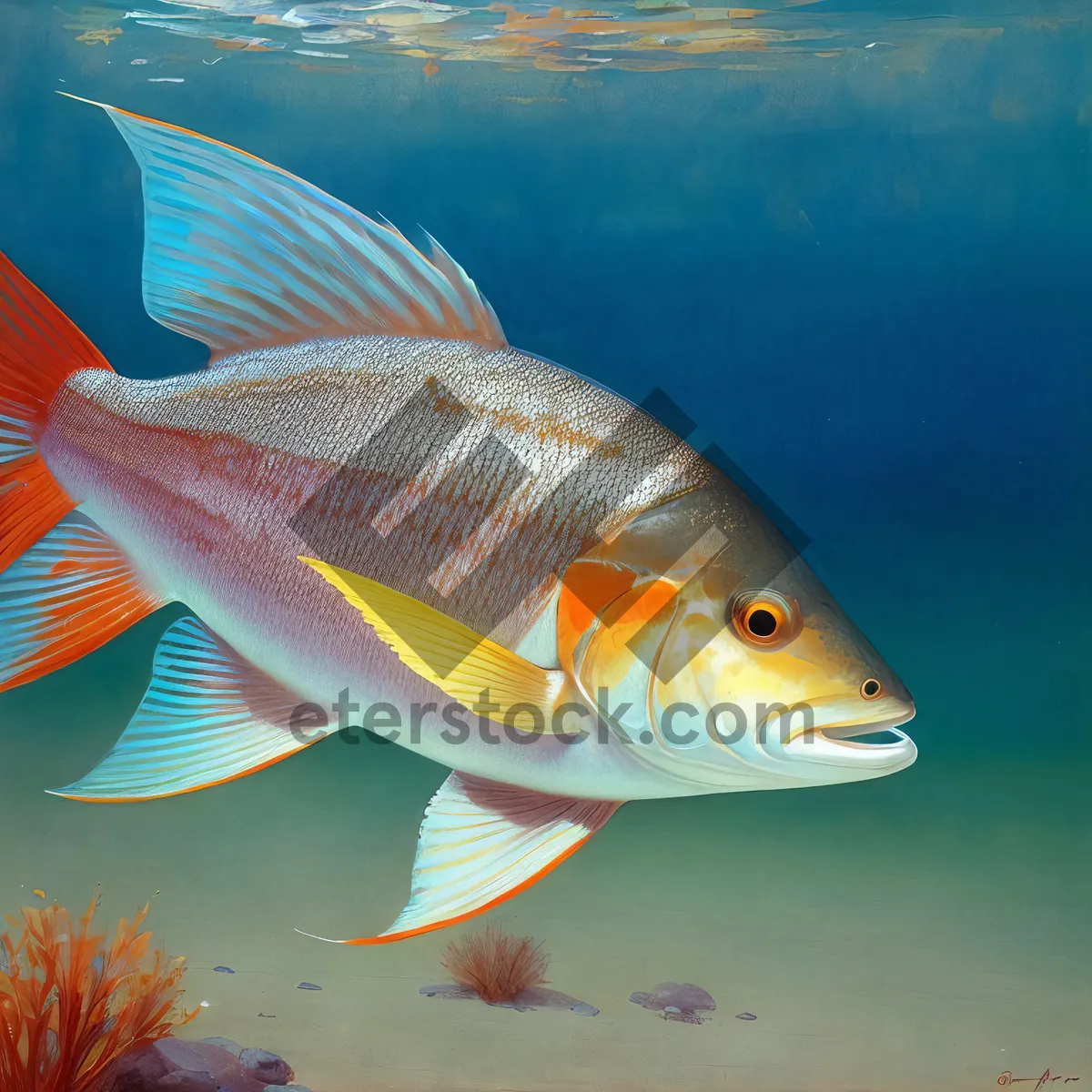 Picture of Golden Marine Swim: Vibrant Orange Aquarium Goldfish