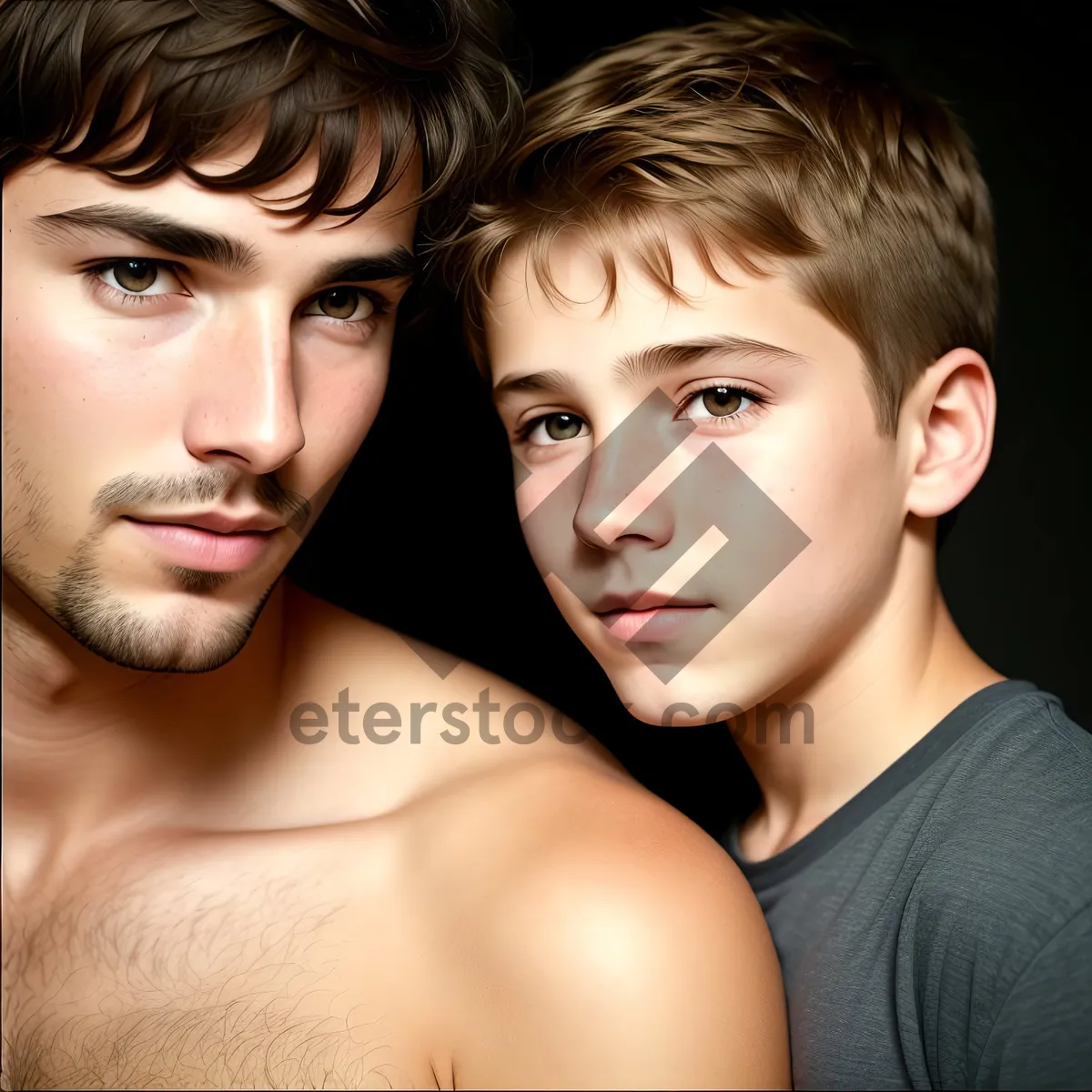 Picture of Smiling Couple Embracing in Studio Portraits