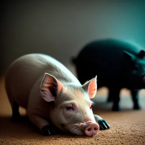 Cute Pink Piglet on a Farm