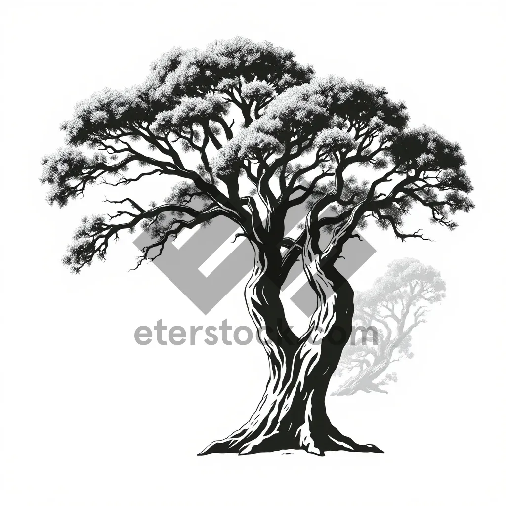 Picture of Black floral tree branch silhouette pattern design.