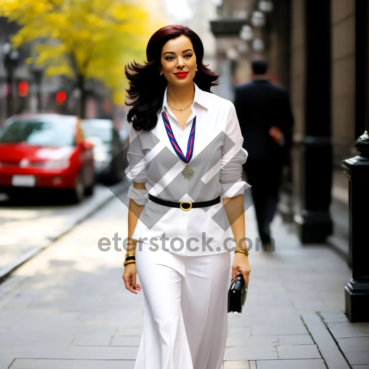 Picture of Attractive professional businesswoman smiling in the city.