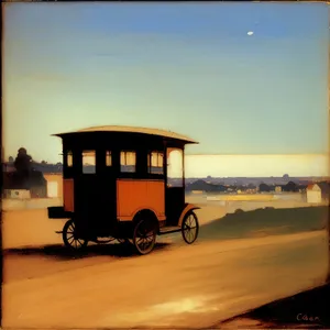 Classic Model T car cruising along scenic beach