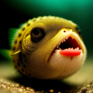 Colorful Puffer Fish in Tropical Aquarium