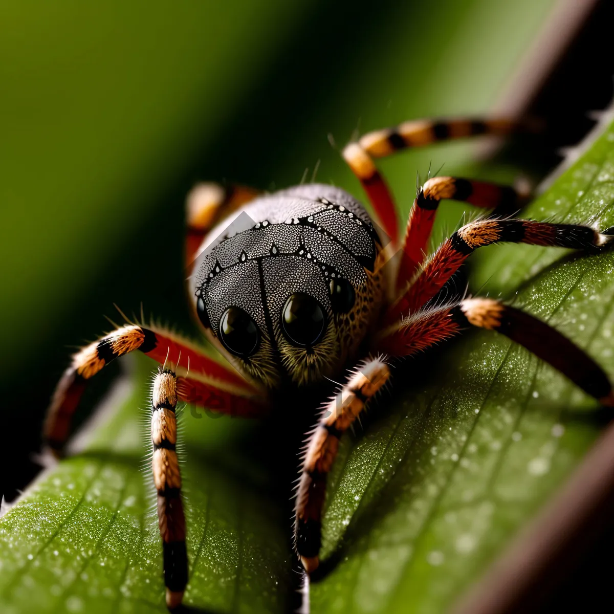 Picture of Black Arachnid on Leaf, Close-up Wildlife Shot