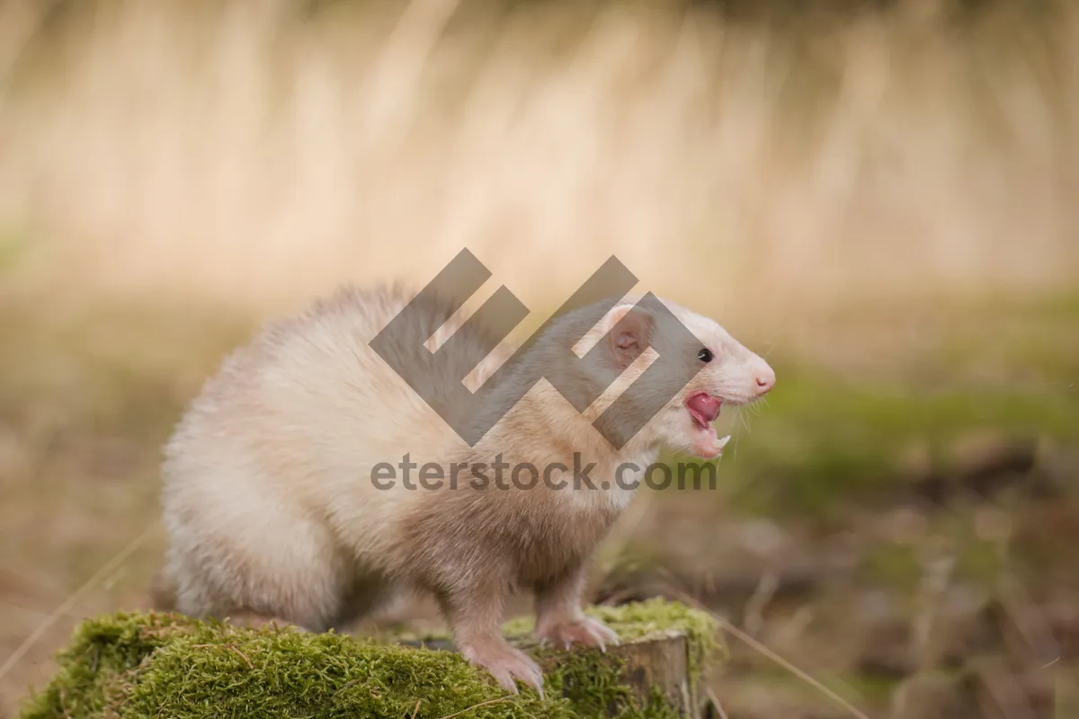 Picture of Fluffy rodent with fluffy tail and big eyes.