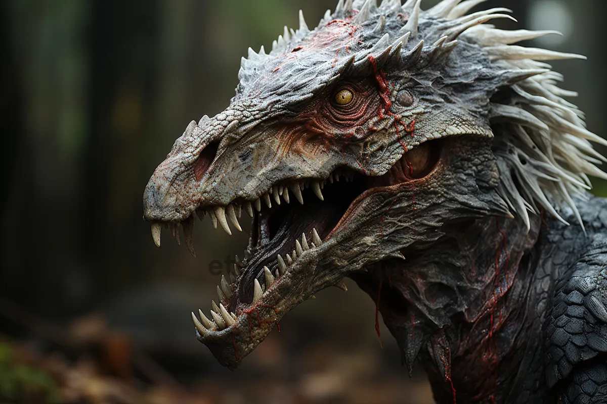 Picture of Close-up portrait of a common iguana's eye.