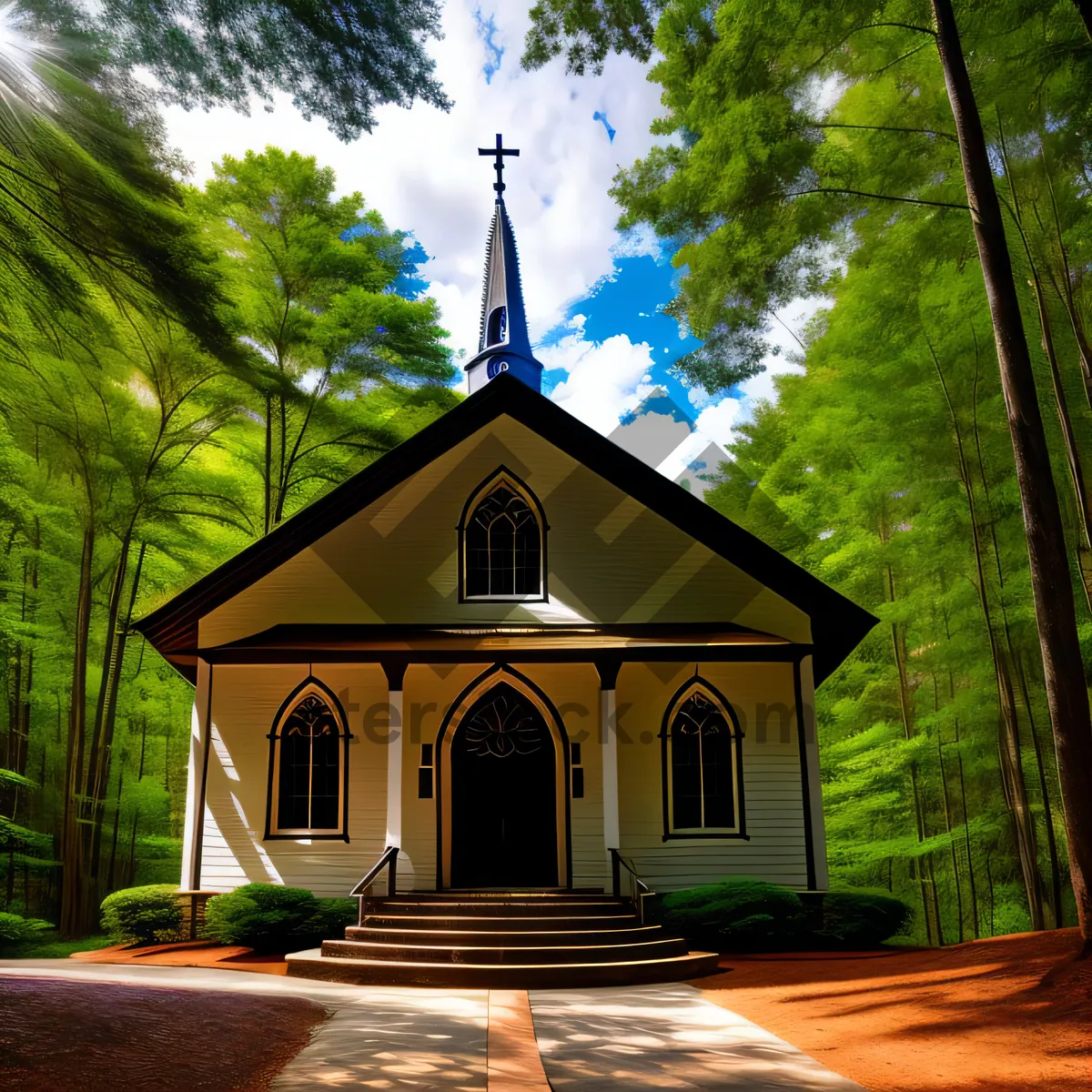 Picture of Historic Skyline Church: Architectural Gem with Cross