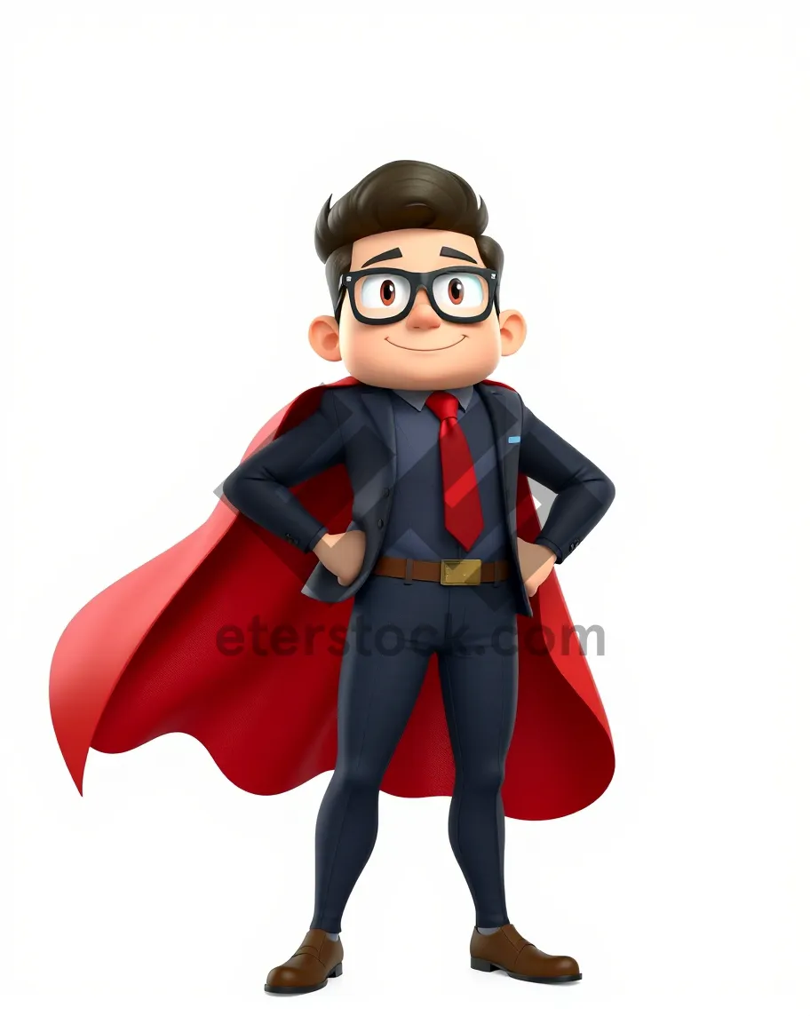 Picture of Cartoon superhero man in red cape
