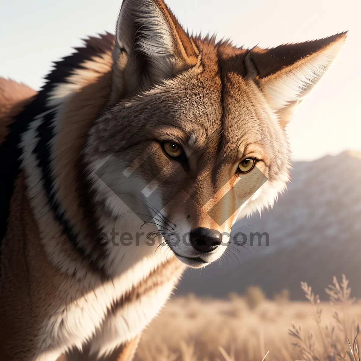 Picture of Furry Canine Portrait: Adorable Wolf-like Dog with Whiskers