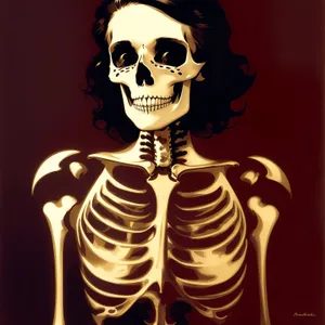 Terrifying skeletal sculpture evoking fear and death.