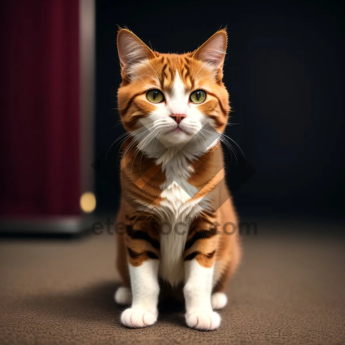 Picture of Fluffy Tabby Kitty Sitting, Purrfectly Playful and Cuddly