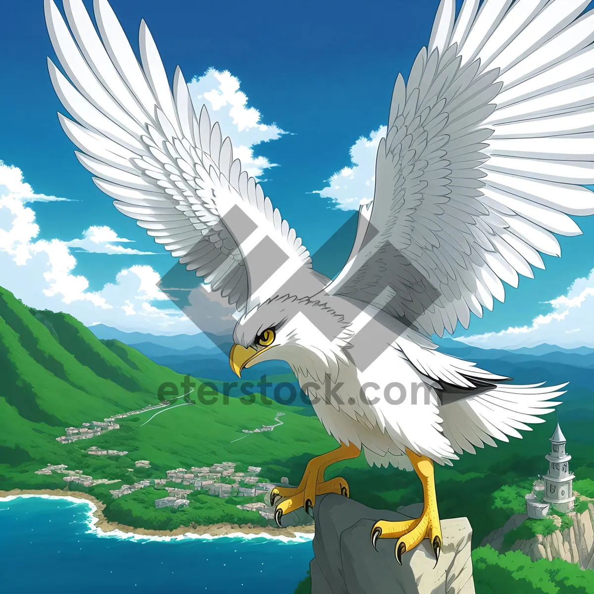 Picture of Graceful Gull Soaring Through the Sky