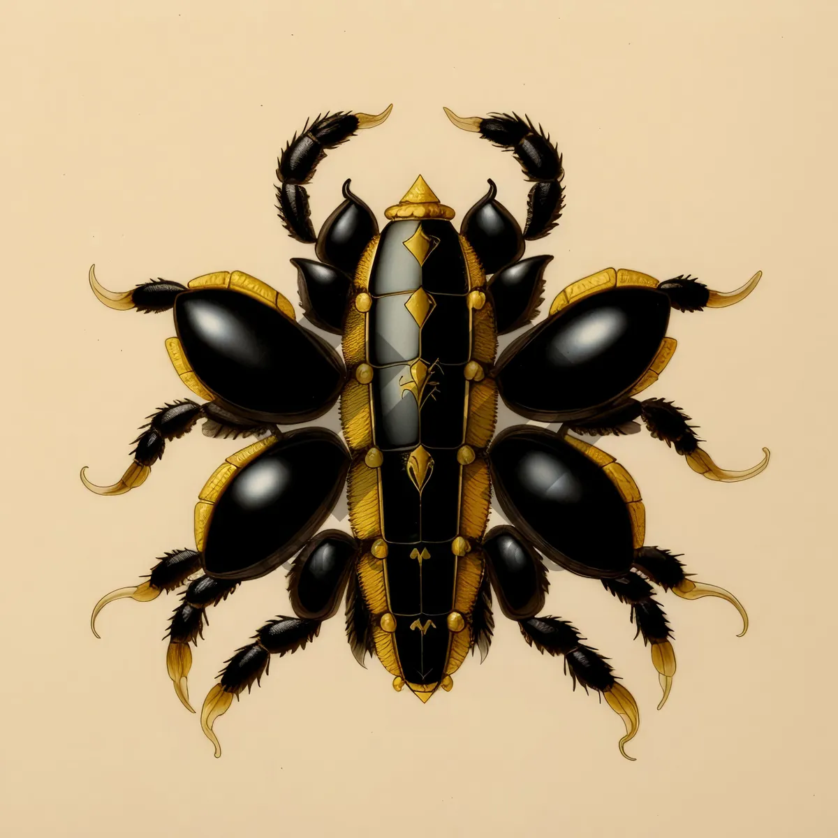 Picture of Retro Art: Louse on Decorative Leaf