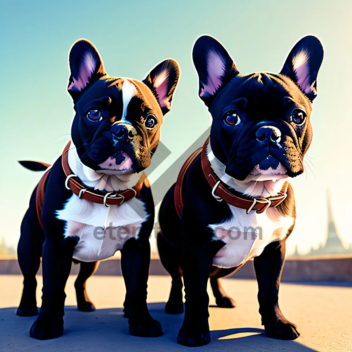 Picture of Cute Bulldog Puppy in Muzzle Restraint