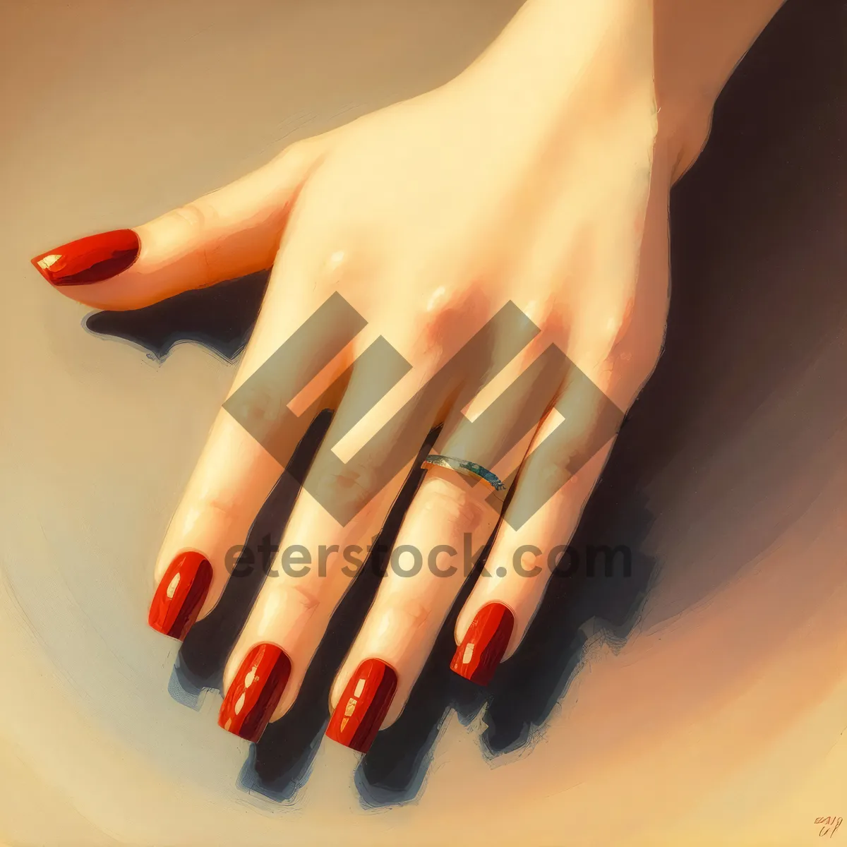 Picture of Manicured Hands with Elegantly Painted Nails