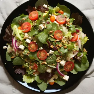 Delicious Gourmet Salad with Grilled Vegetables and Cheese