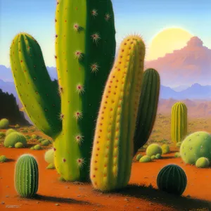 Vibrant Yellow Cactus Corn Field Sky