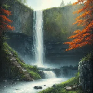 Serene Mountain Cascade in Enchanting Forest Setting