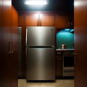 Modern Kitchen with Wood-Floor Decor and White Appliances