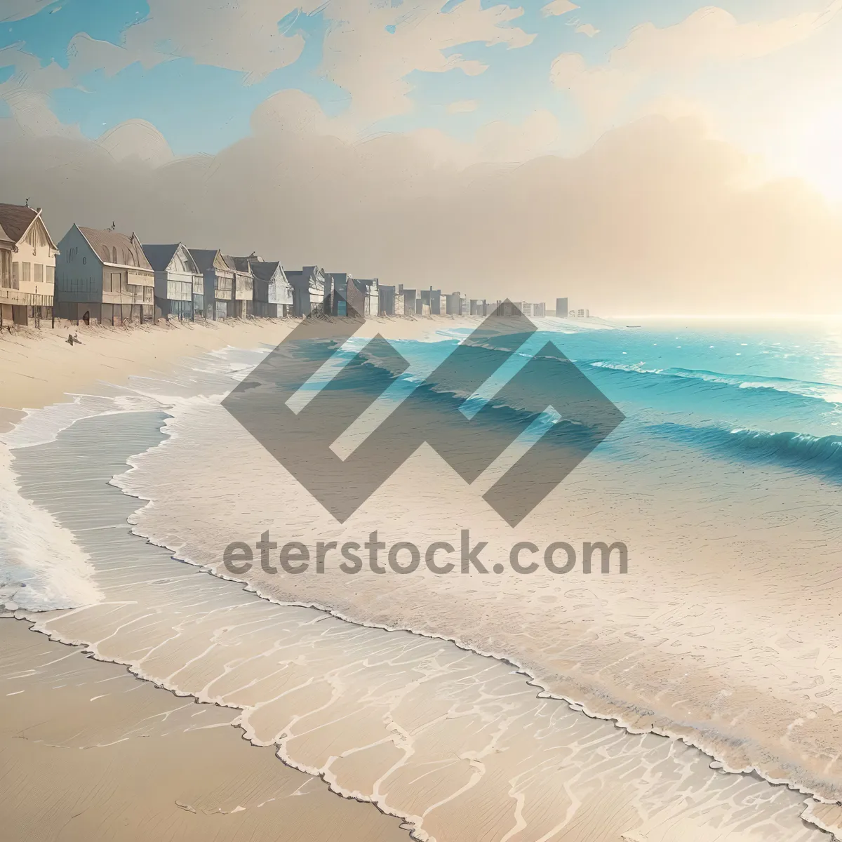 Picture of Serene Tropical Beachscape: Crystal Clear Waters and Sandy Shores.