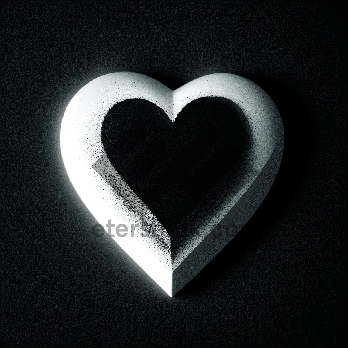 Picture of Black Gem Heart: Symbolic 3D Shape of Love.