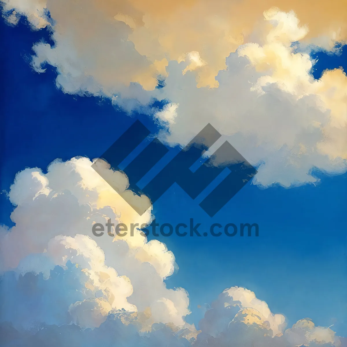 Picture of Vibrant Summer Sky with Fluffy Clouds of Azure