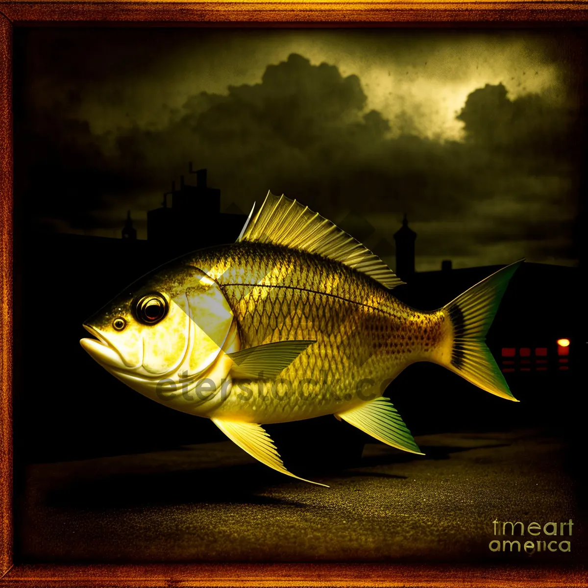 Picture of Tropical Aquarium Fish Swimming in Sunlit Waters.