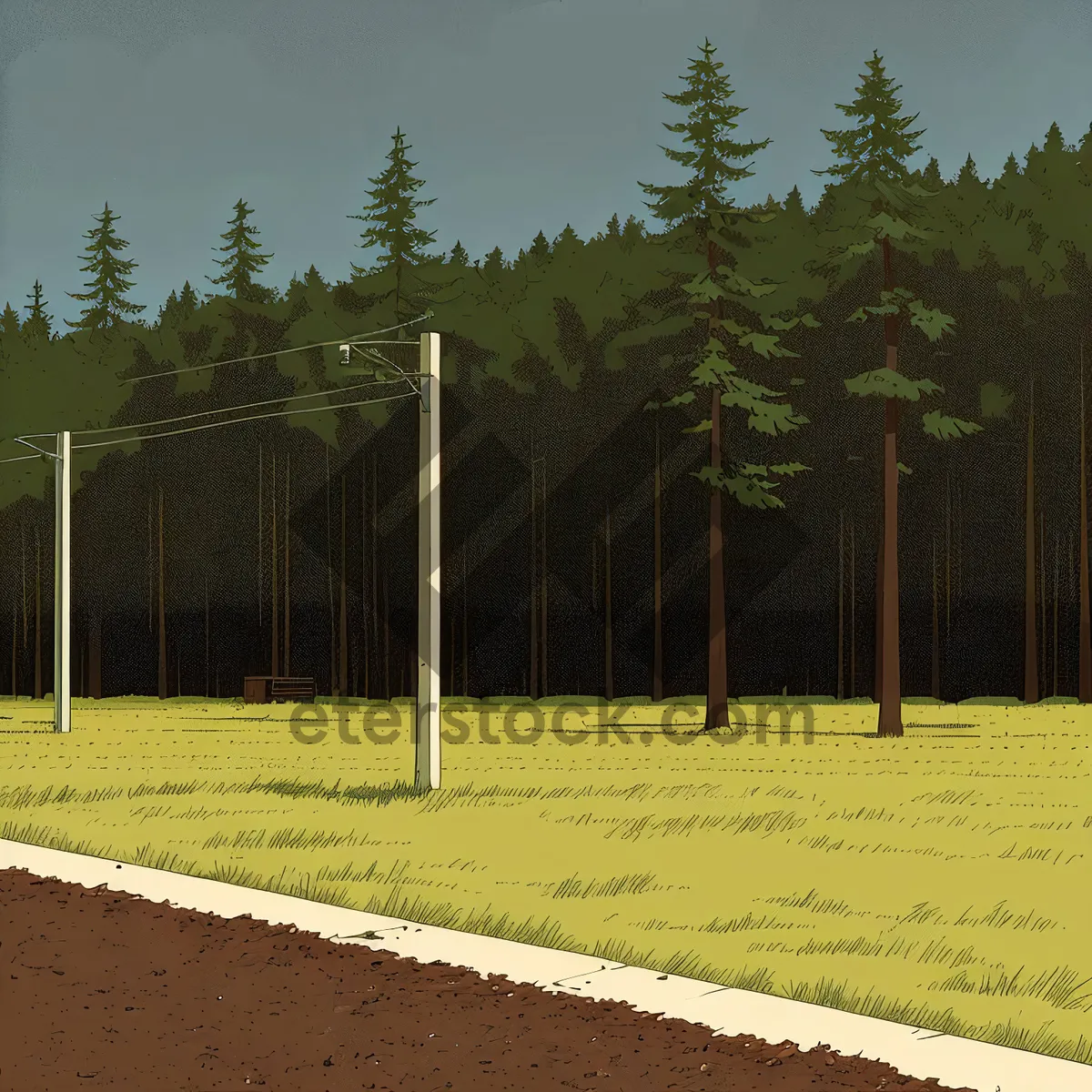 Picture of Tree-lined Volleyball Court on a Sunny Golf Course