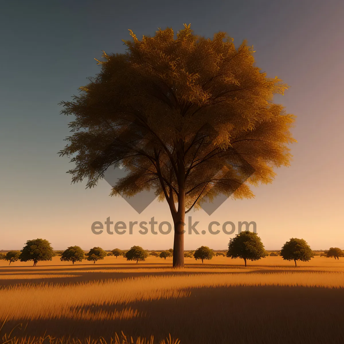 Picture of Golden Sunset over Rural Savanna Landscape