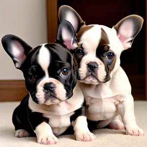 Cute Bulldog Puppy Sitting, Adorable Terrier Breed