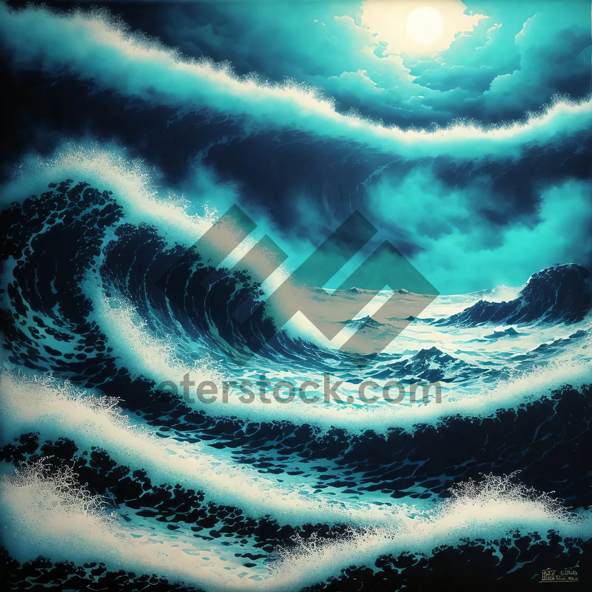 Picture of Marine Lightning: Futuristic Fractal Wave in Motion