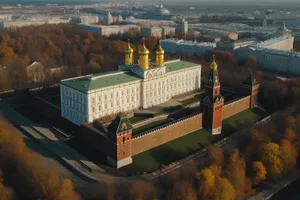 Historic Cathedral Tower Overlooking River in Urban Setting