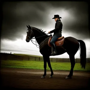 Thoroughbred Stallion Riding with Stock Saddle