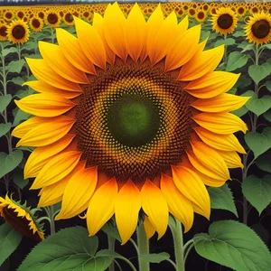 Vibrant Sunflower Bloom in Sunny Field.