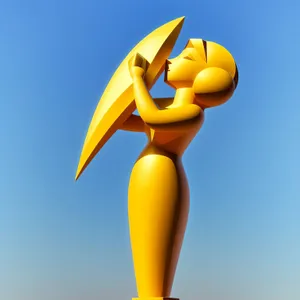 Golden Stylized 3D Cartoon Man Icon
