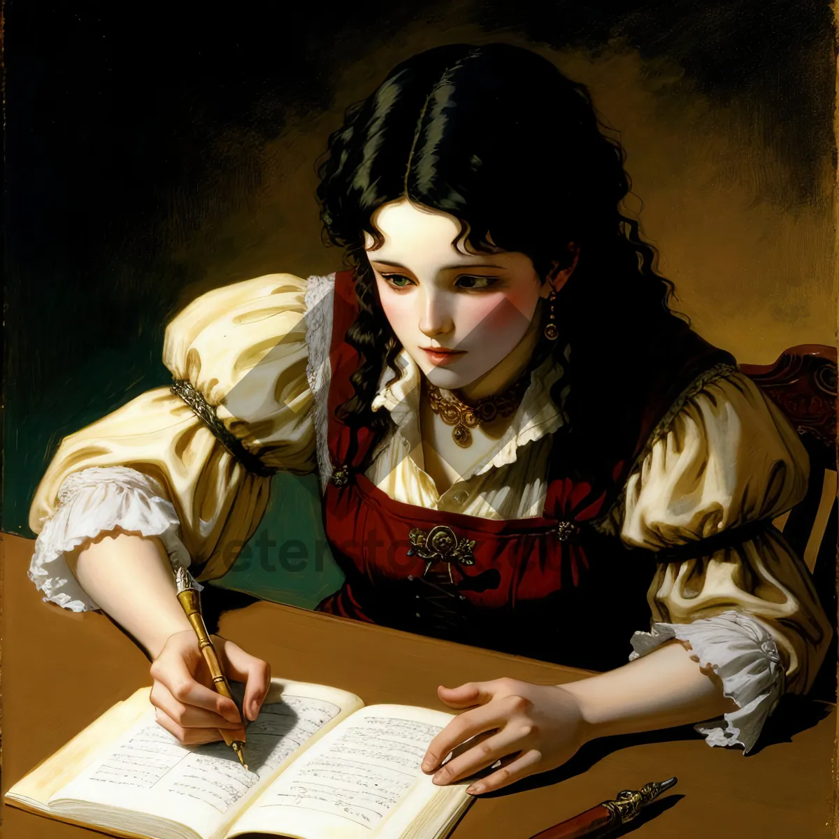 Picture of Happy businesswoman working on laptop in office