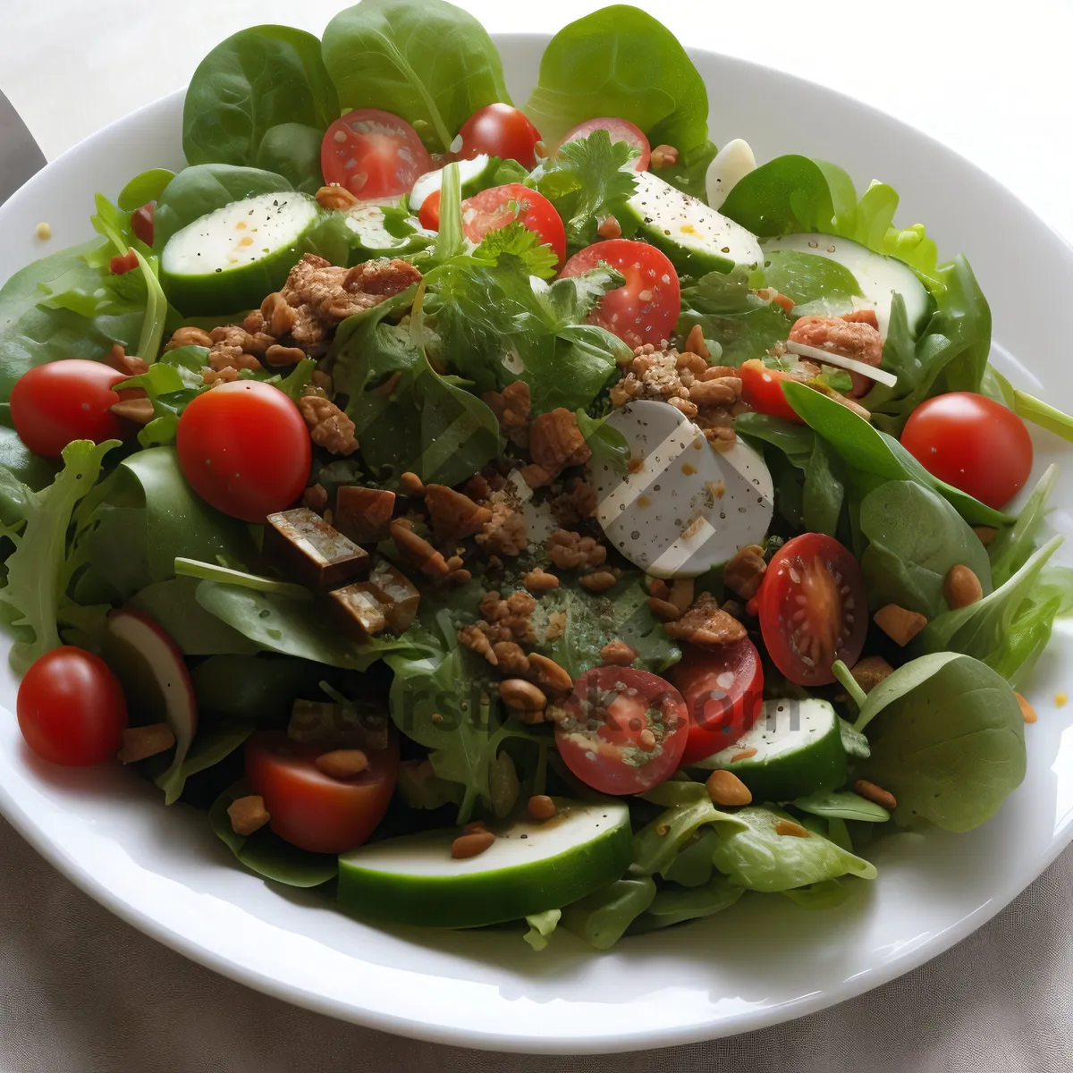 Picture of Delicious Vegetable Salad with Fresh Snow Peas and Tomatoes