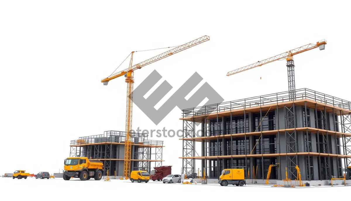 Picture of Industrial Crane Tower in Urban City Skyline